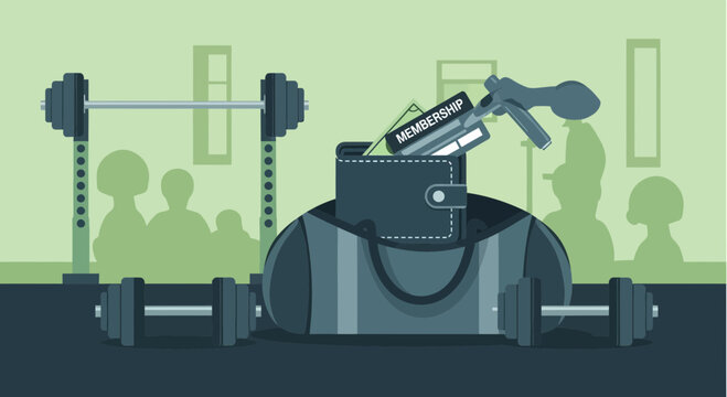 Gym Essentials Illustration For Fitness Enthusiasts With Membership And Accessories