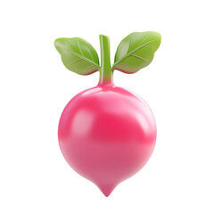 A vibrant, glossy radish depiction isolated on transparent background.