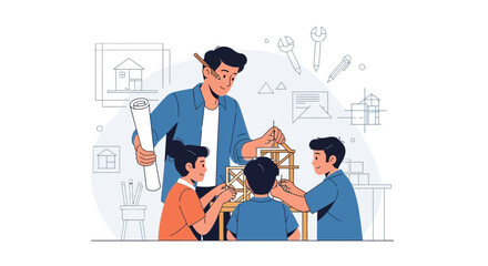 Inspiring Young Minds Building Structures Together Under Guidance Of An Architect