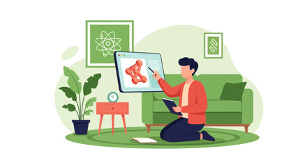 Online Chemistry Tutor Explaining Molecular Structure In A Home Setting Concept