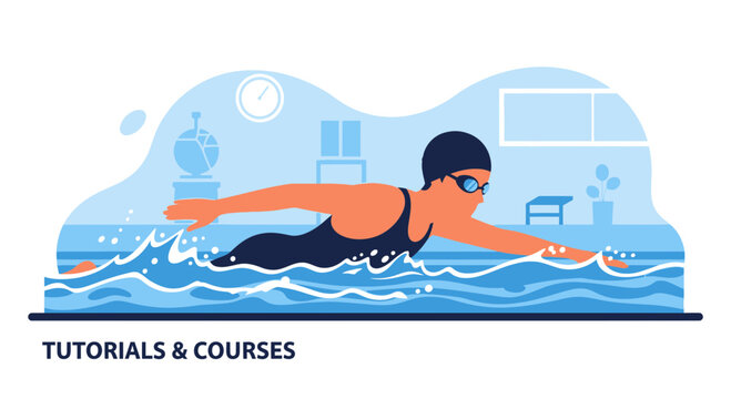 Professional Woman In Competitive Swimming Pool Training For Upcoming Events