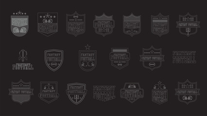 Monochrome Sport Emblem Fantasy Football Logos Collection for American Football Branding Design