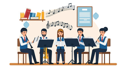 Symphony Of Learning Young Musicians Performing In School Orchestra Ensemble
