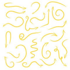 Collection of Yellow Hand-Drawn Arrows