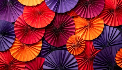 Obraz premium Colorful paper fans, vibrant hues