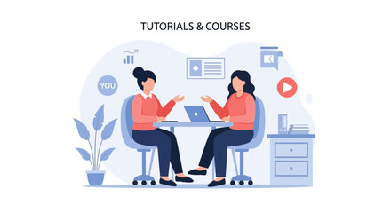 Online Learning Consultation Between Two Female Professionals At The Workplace