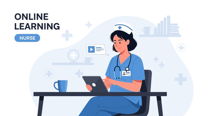 Online Medical Learning Nurse Attending Virtual Healthcare Education Using Tablet