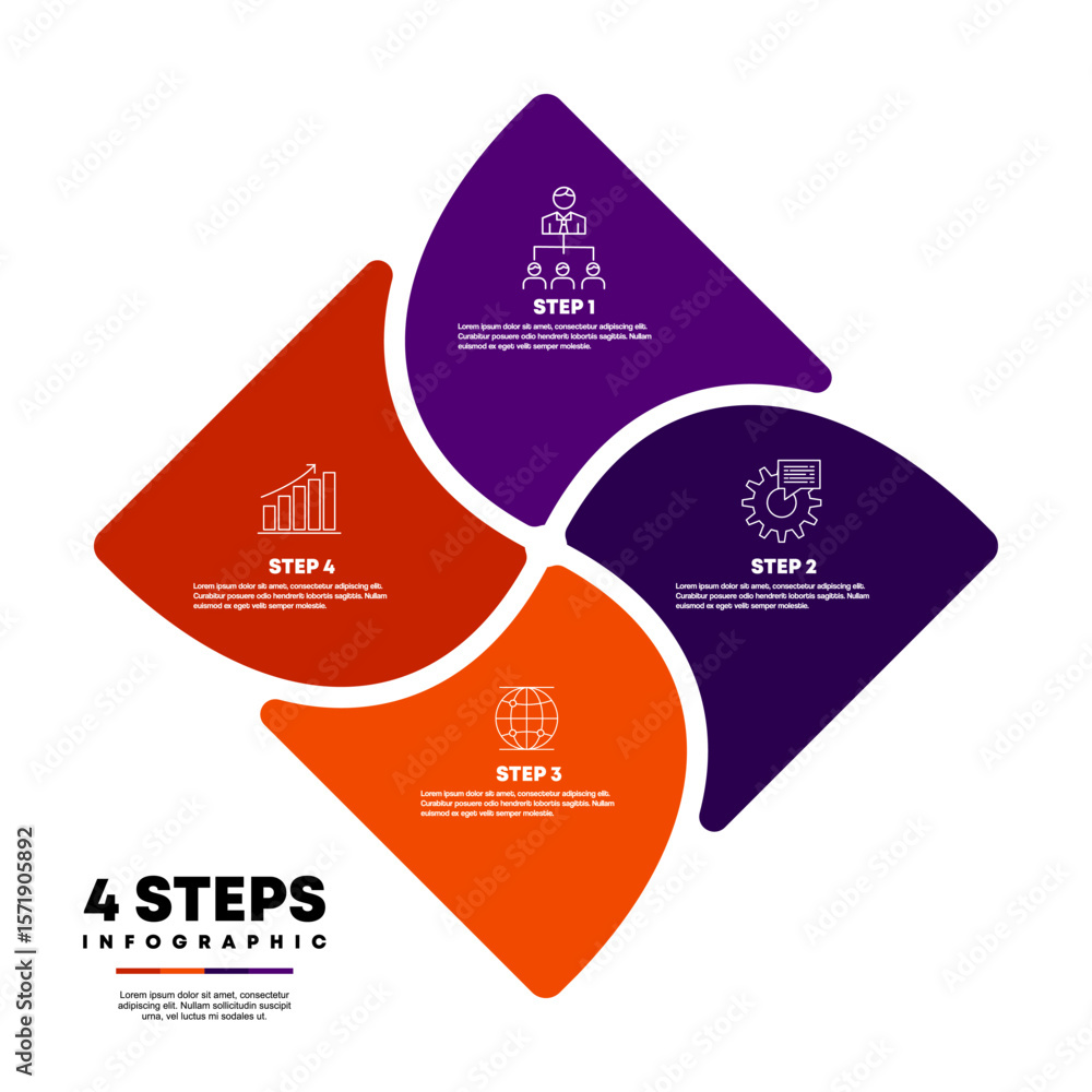 Poster venn diagram infographic chart template for business 4 step options, presentation with venn diagram 