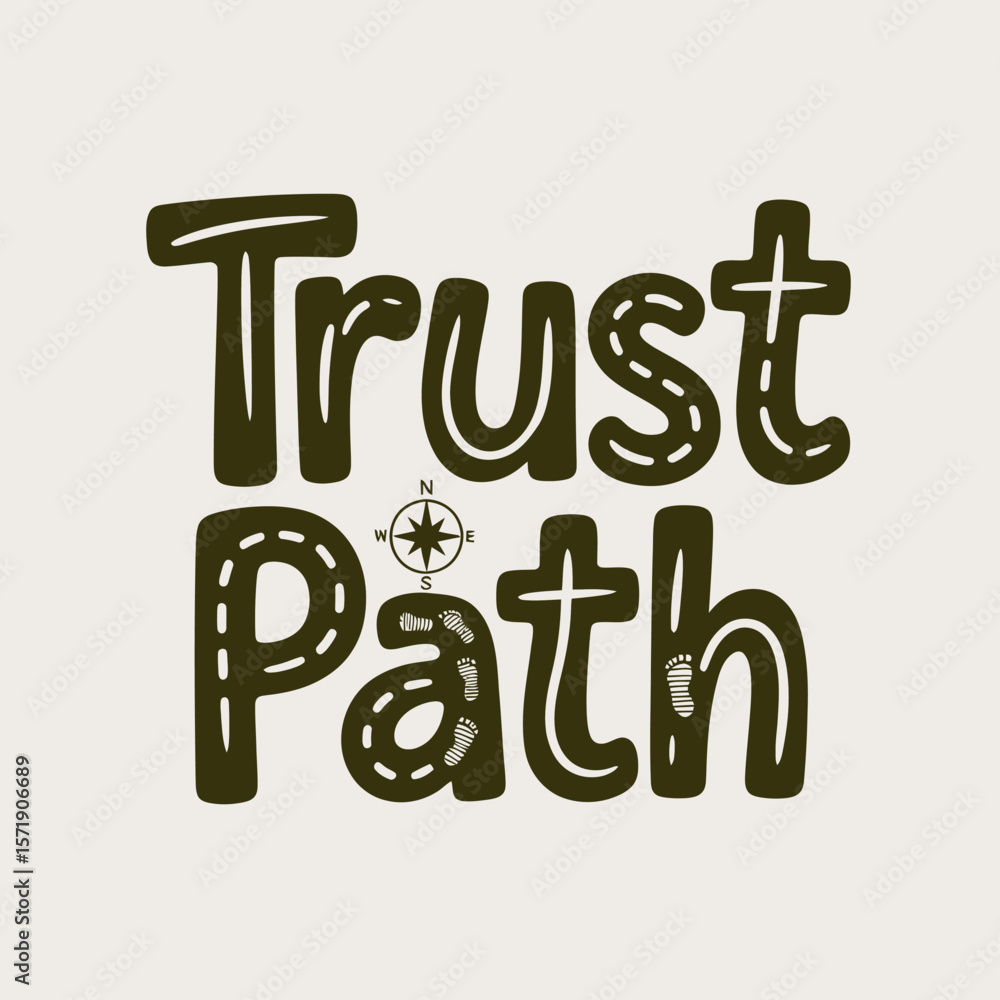 Poster trust path with footprints and compass illustrating journey and guidance