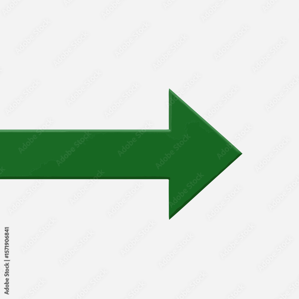 Poster a green arrow pointing to the right indicates direction and navigation isolated on white background