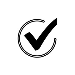 A simple black check mark inside a circle, isolated on white background, representing approval, acceptance, and positive confirmation