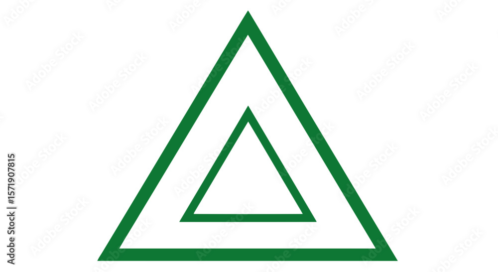Poster a green double triangle shape, isolated on white background, creating a geometric and abstract desig