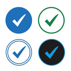 Four check mark icons in circles of different colors, symbolizing approval, success, or confirmation