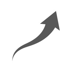 A curved gray arrow points upwards, isolated on white background, indicating growth and positive trend