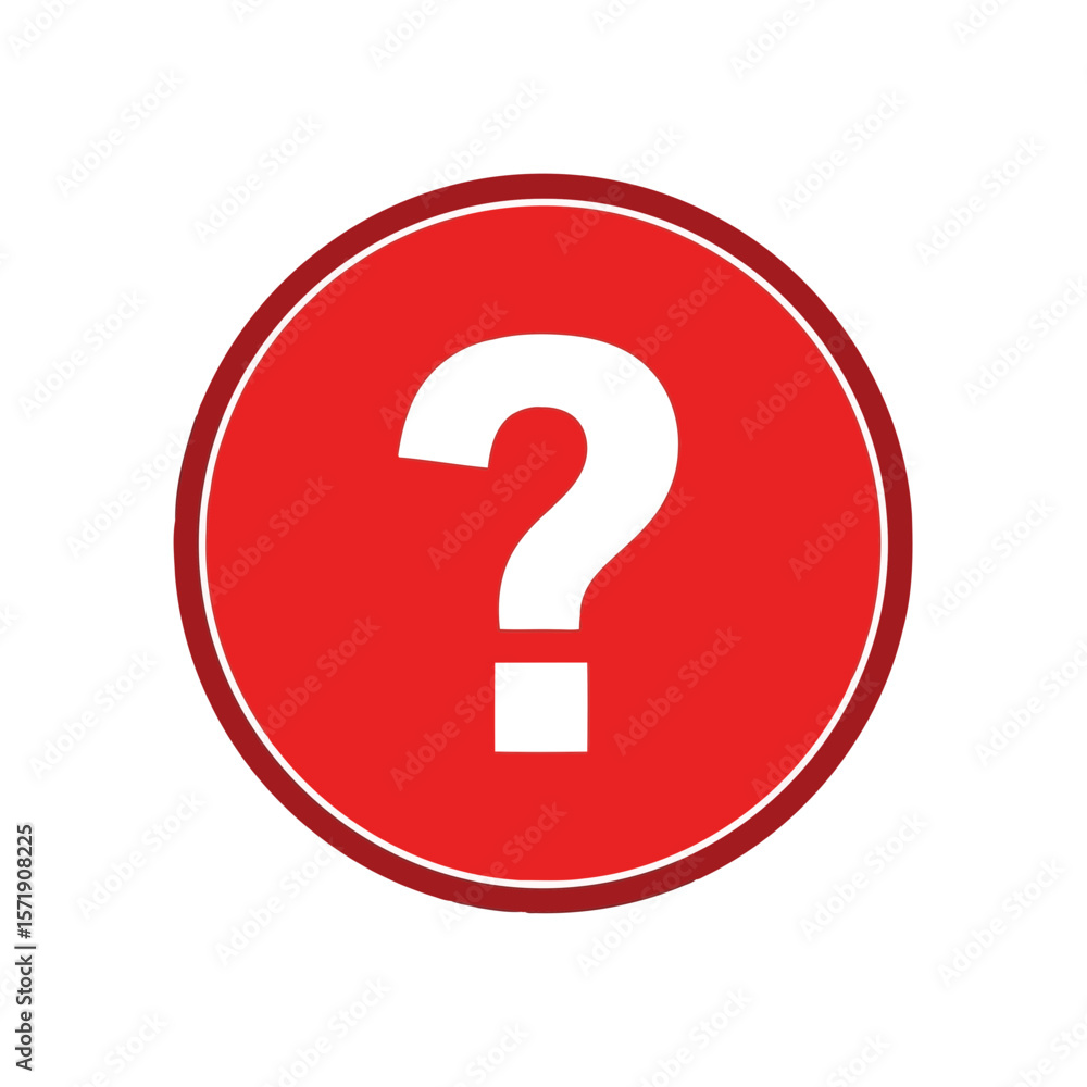 Poster a white question mark inside a red circle isolated on white background signifies uncertainty