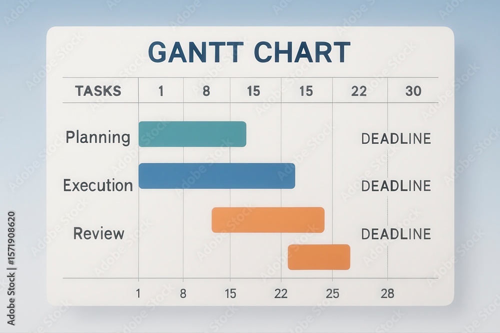 Poster a gantt chart showing planning execution and review task deadlines