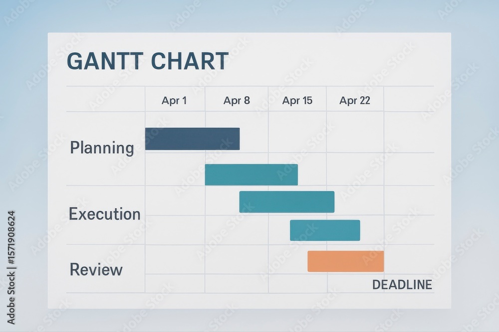 Poster a gantt chart showing planning execution and review with a deadline