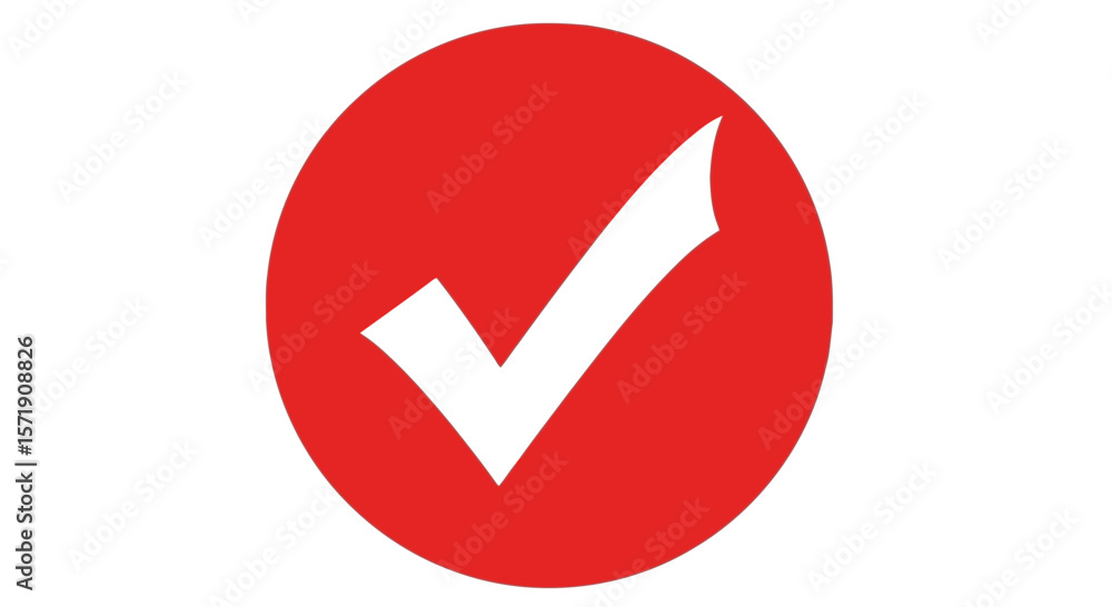 Aufkleber a red check mark inside a red circle is isolated on white background