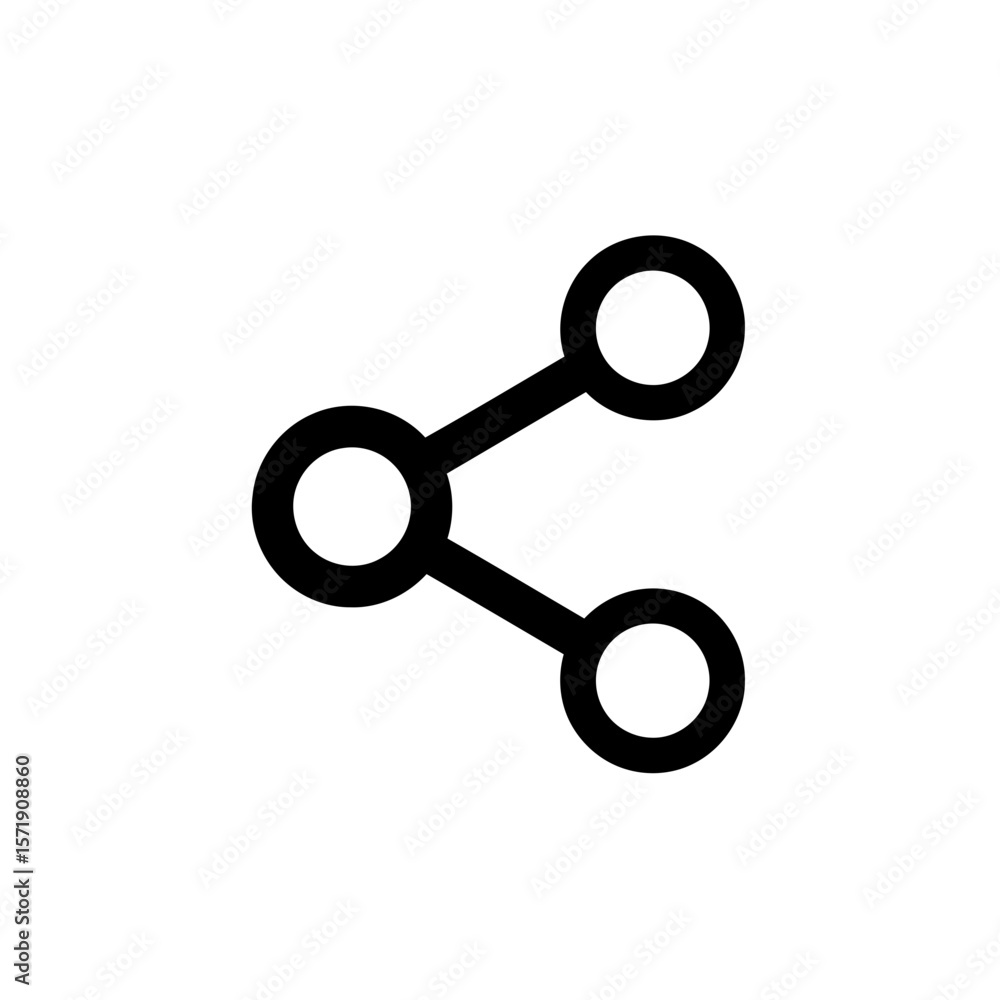 Poster a simple black share icon with three circles connected by lines, isolated on white background