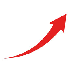 A red arrow pointing upwards isolated on white background symbolizes growth, success, and positive progress in business
