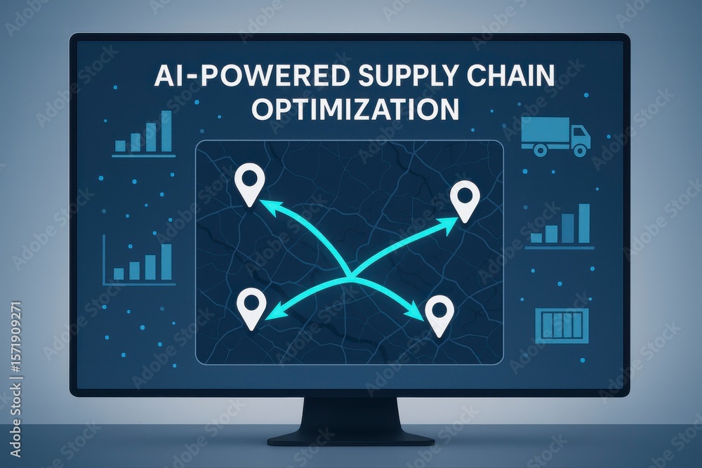 Poster monitor displaying ai powered supply chain optimization interface