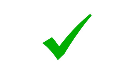 A green check mark is isolated on white background