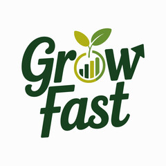 Fototapeta premium Grow fast logo with a sprouting plant and a rising bar graph symbolizing business growth and development