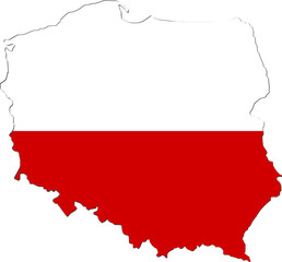 Map with flag of Poland