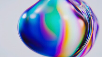 Iridescent flowing sphere of light animation with smooth movements and colorful refracting surface creating a mesmerizing effect