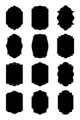A group of twelve elegant vintage-style empty frame templates with ornamental borders. Perfect for product labels, packaging, invitation cards, scrapbooking, certificates, and various needs.