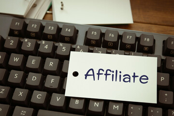 There is word card with the word Affiliate. It is as an eye-catching image.
