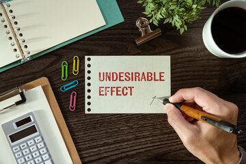 There is word card with the word Undesirable Effect. It is as an eye-catching image.