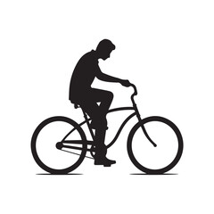 Obraz premium Silhouette of a person riding a bicycle on a white background