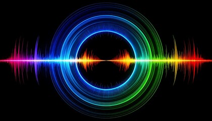 Colorful sound waves in concentric circles