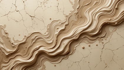 Abstract Beige Texture with Cracks and Flowing Pattern Neutral Backdrop