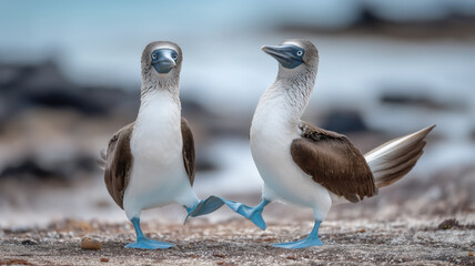Blue-footed booby courtship