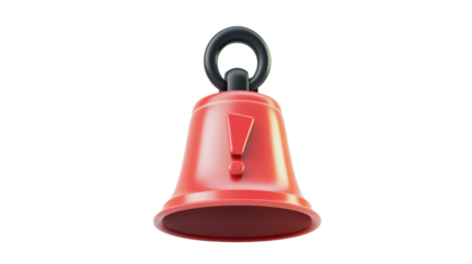 Notification bell with exclamation mark icon 3d illustration on white background 