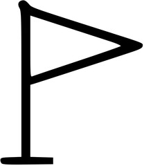 Fototapeta premium Simple Black Flag Icon: Minimalist design of a flag on a pole, presented in stark black against a clean design.