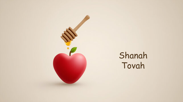 Minimalist apple and honey composition for rosh hashanah celebration design
