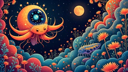 cute alien flying in space