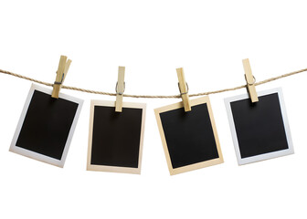 Blank Instant Photo Frames Hanging on a Rope