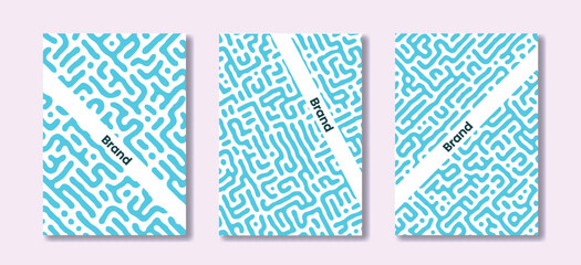 Maze pattern cover template with blue bright light color for your brand