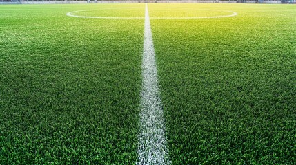 Obraz premium A soccer field stretches out with its vibrant green turf and crisp white lines