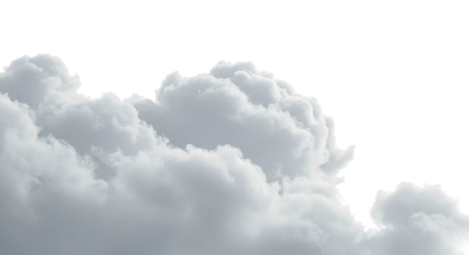 Fluffy cloudscape overlay for design projects, realistic cloud formation, sky element, nature asset, weather effect