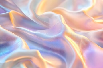 Soft pastel light streams through translucent foil, forming iridescent textures and subtle gradients. A digital composition with serene, floating beauty.
