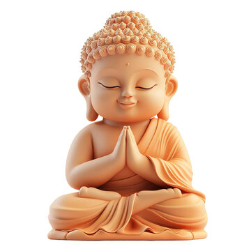 Ornate figurine of a seated buddhist figure isolated on transparent background.