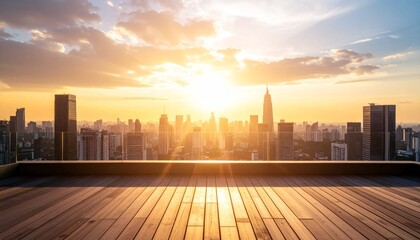 夕暮れの光と屋上の風景

