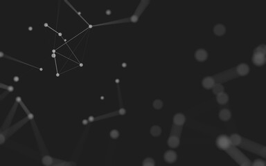 Abstract background. Molecules technology with polygonal shapes, connecting dots and lines. Connection structure. Big data visualization.