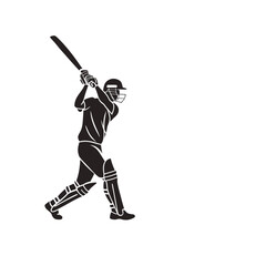 player icon black single cricketer. eps
