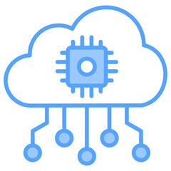 Cloud Intelligence Blue Icon